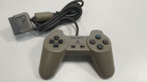 [PS1] Drôtový Ovládač Sony Dualshock - bez páčok - khaki