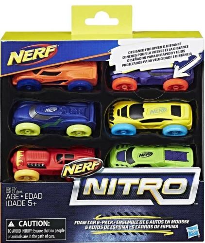 NERF - Nitro Foam Car 6 Pack - Hracie Autíčka (nová)