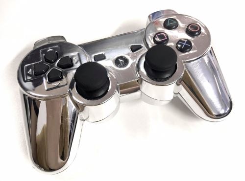 [PS3] Bezdrôtový Ovládač Sony Dualshock - lesklý strieborný (custom) (estetická vada)