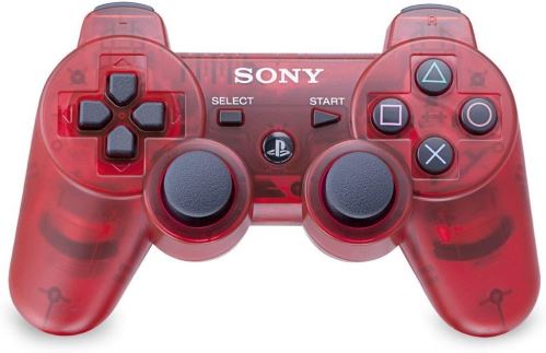 [PS3] Bezdrôtový Ovládač Sony Dualshock - červený priehľadný