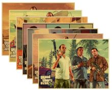 Plagát GTA 5 Grand Theft Auto V - Michael, Franklin a Trevor, retro štýl (nový)