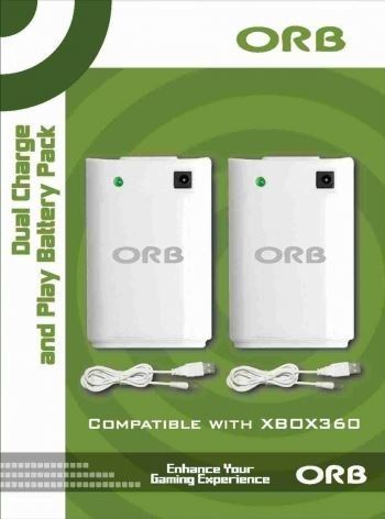 [Xbox 360] ORB 2x nabíjací akumulátor + 2x USB kábel - biely