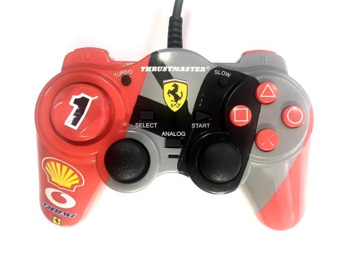 [PS2] Drôtový Ovládač Thrustmaster Scuderia F1 edition, červený (estetická vada)
