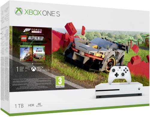 Xbox One S 1TB (Plná verzia s DVD mechanikou) + Forza Horizon 4 (CZ) + Lego Speed Champions DLC (nové)