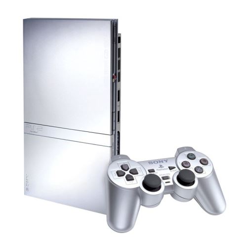 PlayStation 2 Slim - strieborný karbón (estetická vada)