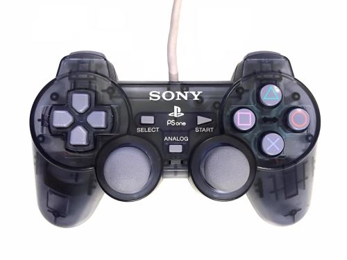 [PS1] Drôtový Ovládač Sony Dualshock - sivý priehľadný (estetická vada)