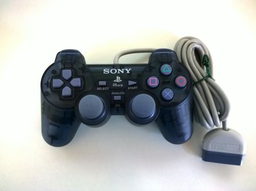 [PS1] Drôtový Ovládač Sony Dualshock - čierny priehľadný