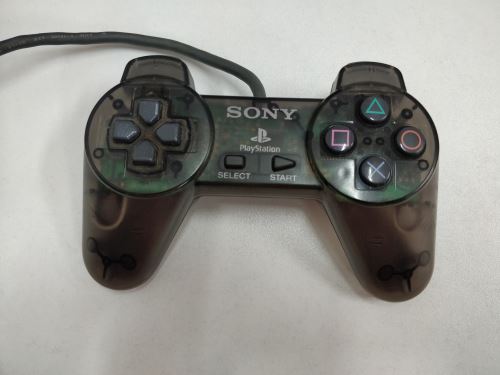 [PS1] Drôtový Ovládač Sony Bez páčok - čierny priehľadný (estetická vada)