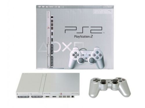 PlayStation 2 Slim Strieborný Komplet + Originálne balenie